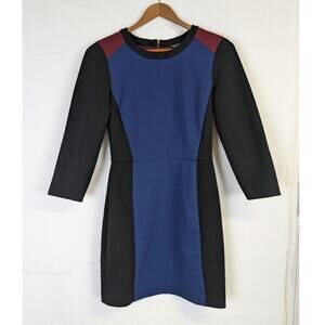Club Monaco Professional Dress Womens 0 Color Block Black Blue Office Stretch